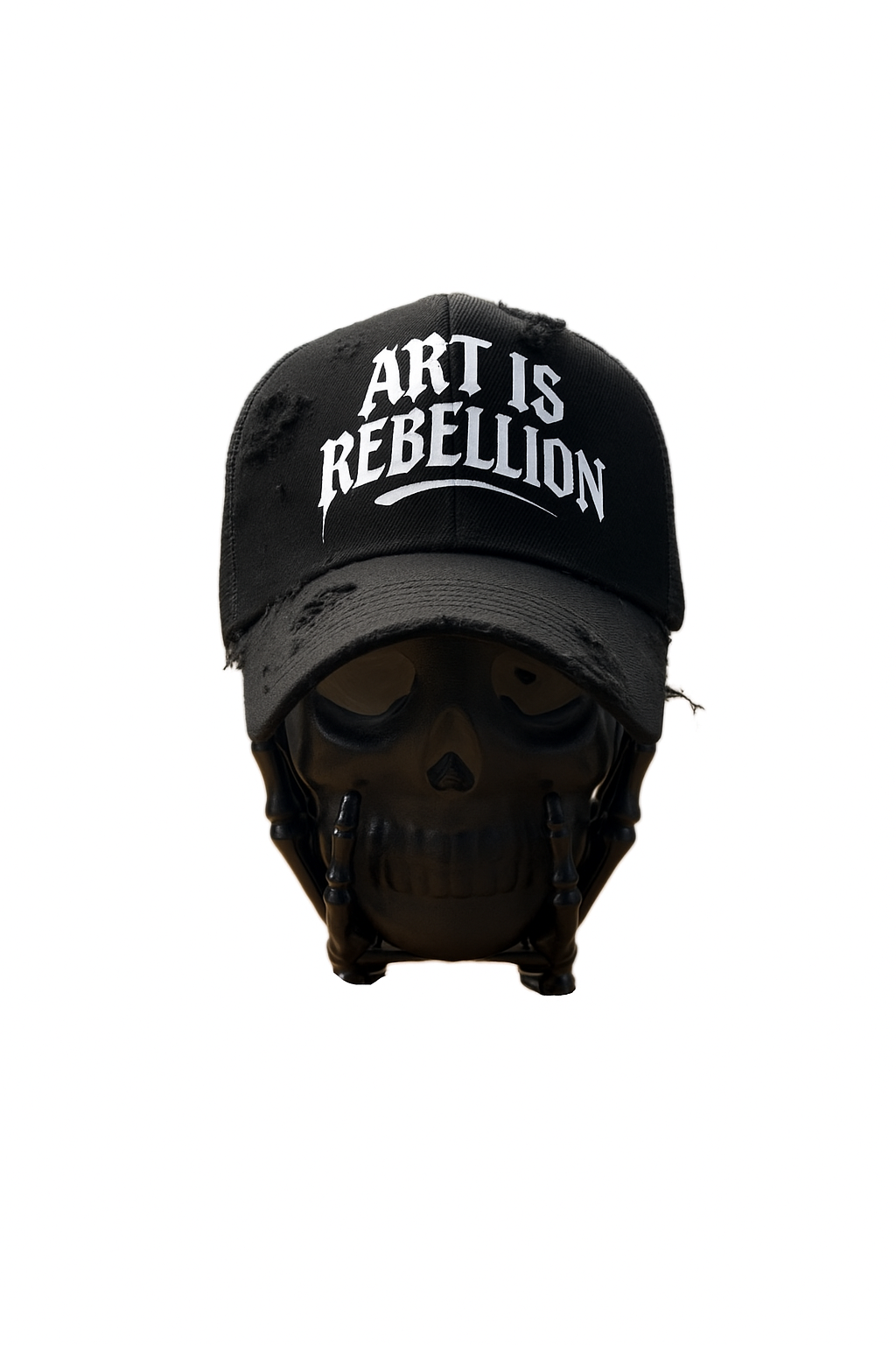 Black Distressed "Art is Rebellion" Trucker