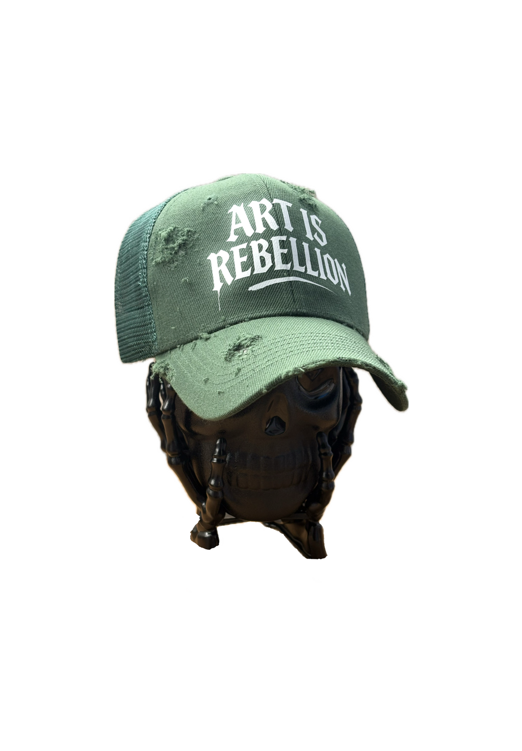 Green Distressed "Art is Rebellion" Trucker